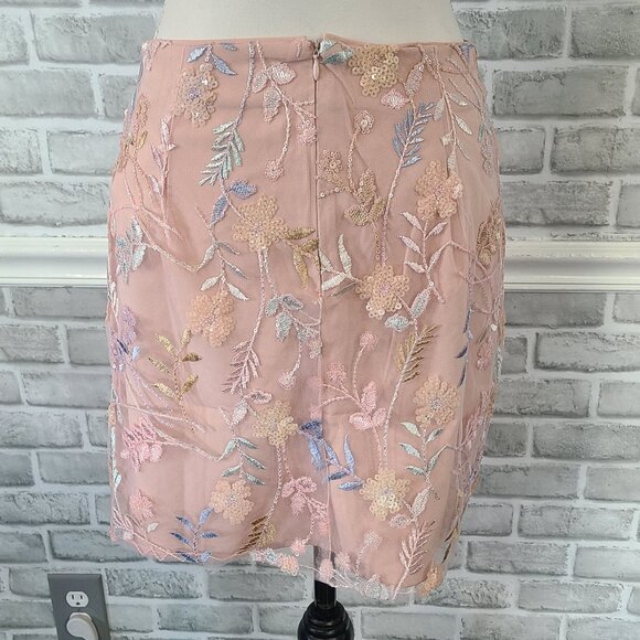 Idem Ditto Embroidered Sequined Floral Tulle Mini Skirt NEW Romantic Feminine M - Picture 3 of 8